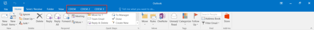Outlook with multiple connected CDESK accounts
