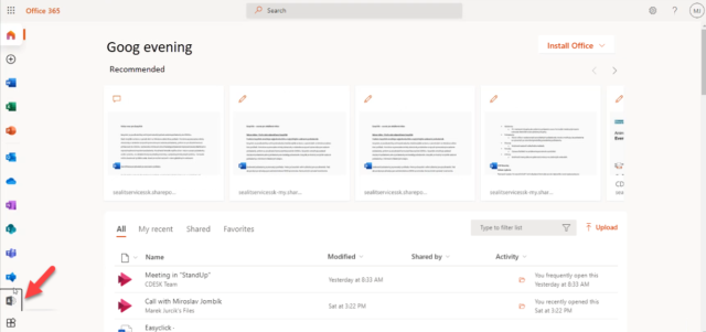 Administrator application among Office 365 applications