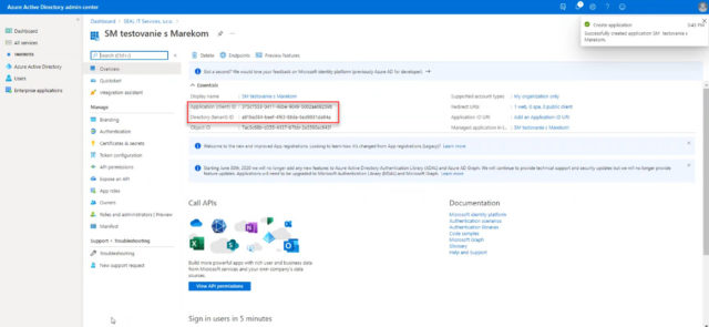 Application (client) ID and Directory (tenant) ID which are used to connect the CDESK account with Azure AD