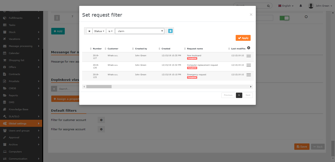 Requests - Settings - CDESK