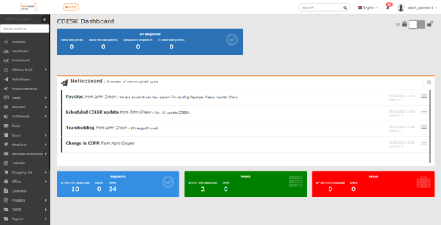 Widget of the Noticeboard module