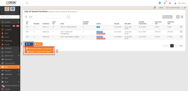 Možnosti exportu faktúr do PDF súboru