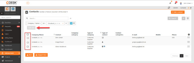 Hromadná editácia zoznamu kontaktov