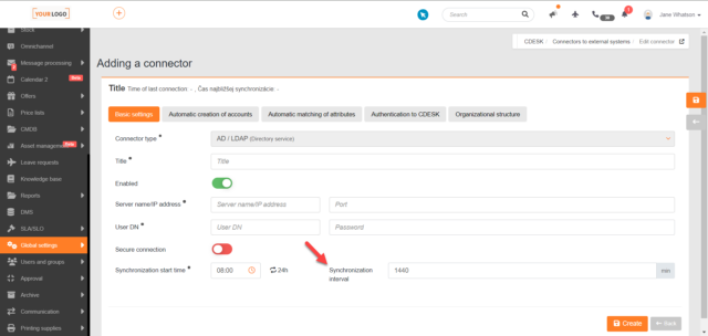 Nastavenie vlastného intervalu synchronizácia LDAP konektora