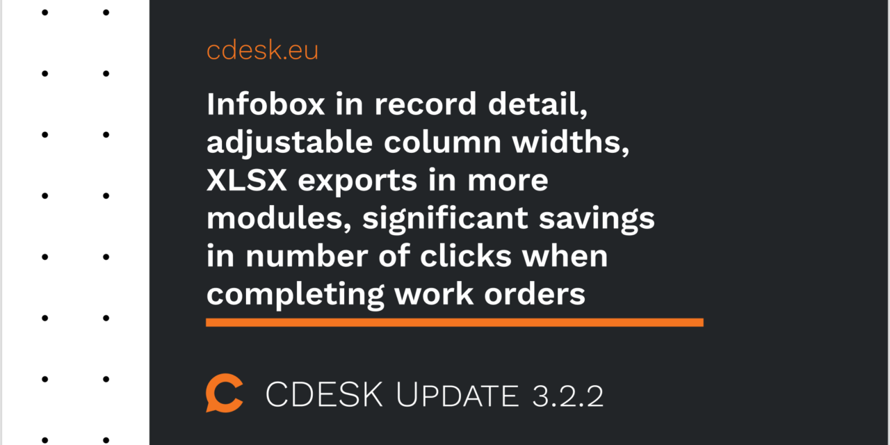 Infobox v detaile záznamu, nastaviteľné šírky stĺpcov, XLSX exporty v ďalších moduloch